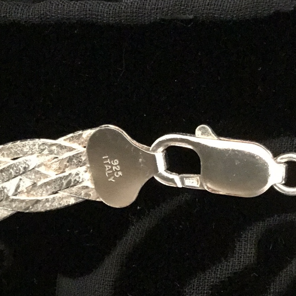 Braided 18 inch necklace, sterling 925 silver, Italy - Picture 3 of 11